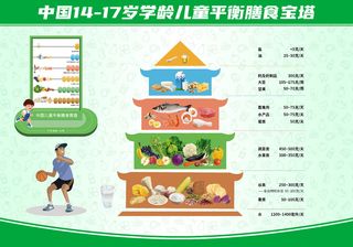 14-17岁学龄儿童膳食宝塔