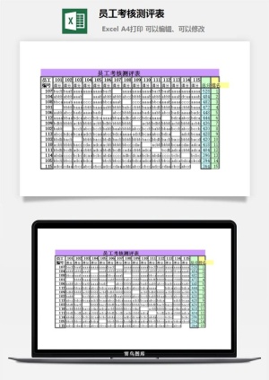 员工考核测评表财务行政EXCEL模板