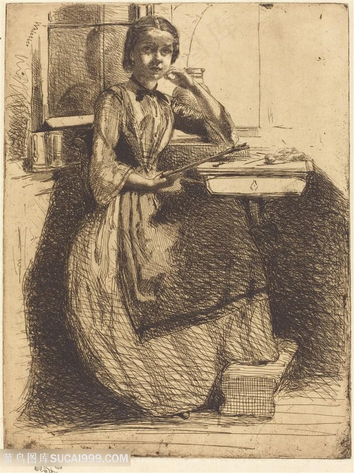 惠斯勒素描女士