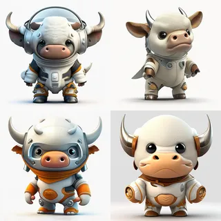 吉祥物，卡通3D牛