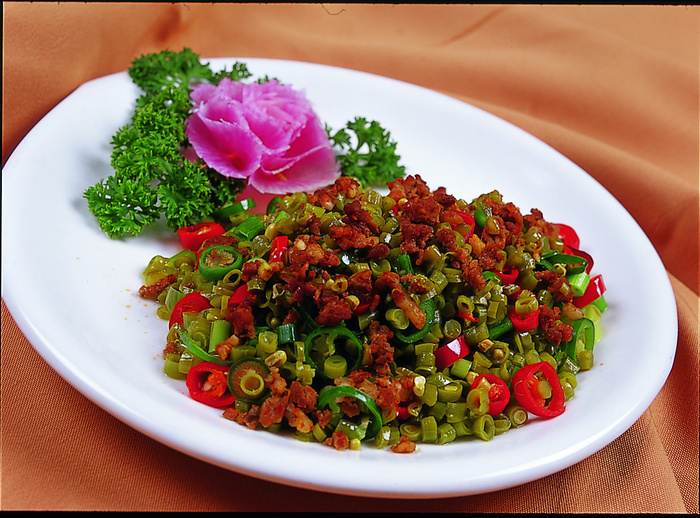 川菜湘菜高清菜谱 酸豇豆炒肉沫