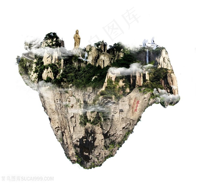 创意悬浮的泰山图片