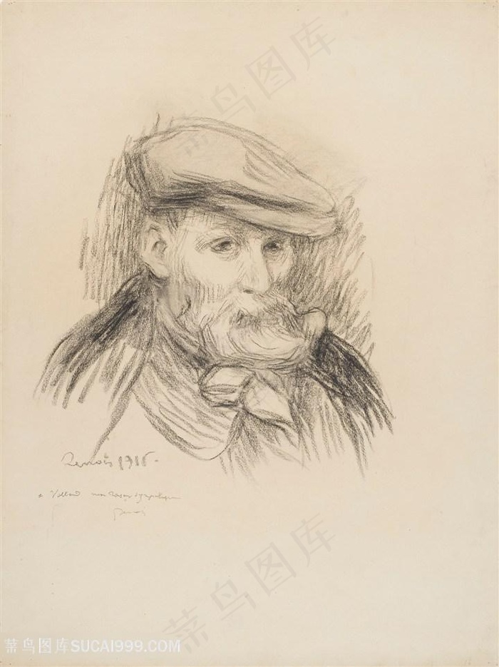 素描胡须男士肖像装饰画