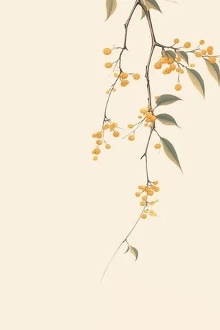 桂花枝叶清新黄色国风背景