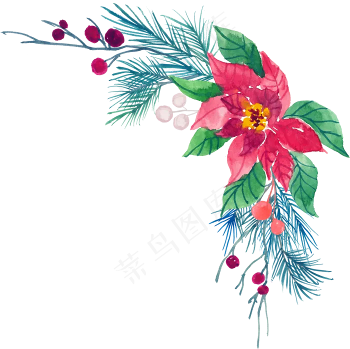 冬季圣诞节花卉果花圈植物免抠海报PNG素材