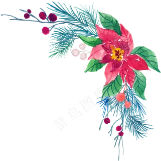 冬季圣诞节花卉果花圈植物免抠海报PNG素材