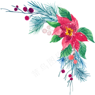 冬季圣诞节花卉果花圈植物免抠海报PNG素材