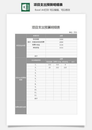 项目支出预算明细表