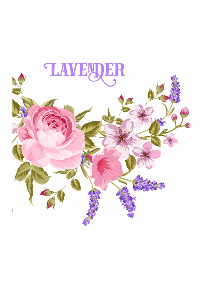 粉红色紫色优雅花灰艺术字组合