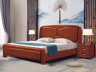 高清实木床图片