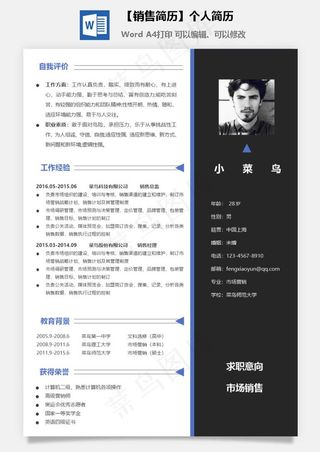 【销售简历】个人简历