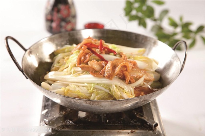 中华美食干锅娃娃菜摄影图