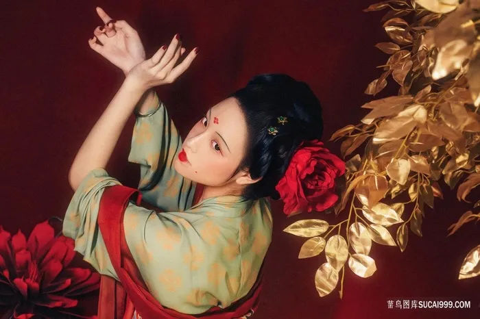 超清唐装清纯美女图片素材