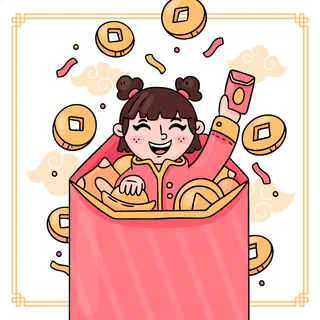 新年虎年中国风人物插画