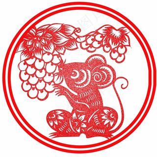 老鼠剪纸 剪纸风元素