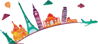 旅游卡通剪影素材