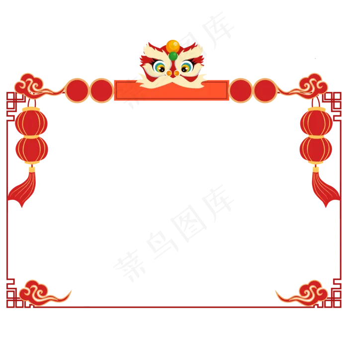 红色新年装饰边框几何图案创意复古中国风