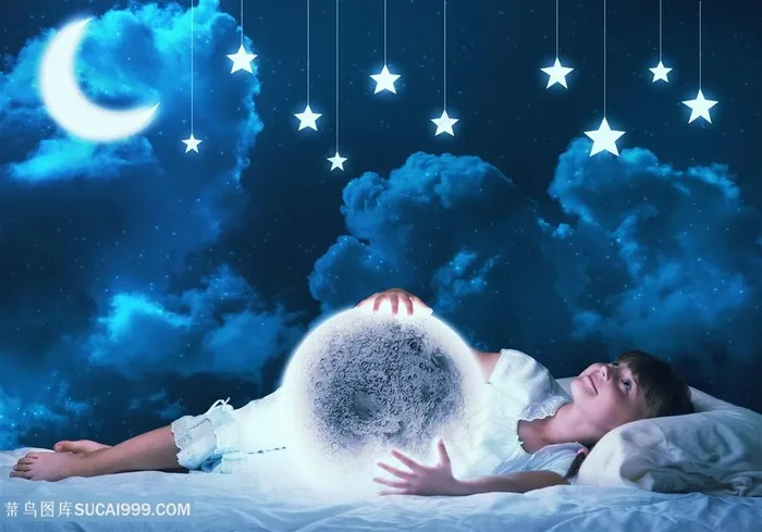 儿童透过窗户看星空的温馨家庭高清图片-8