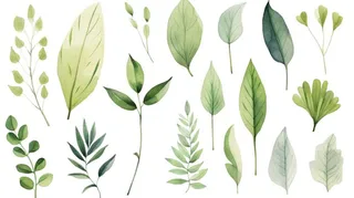 绿叶植物树叶茶壶免抠