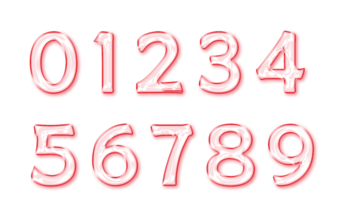 0-9数字  玻璃字  楷体