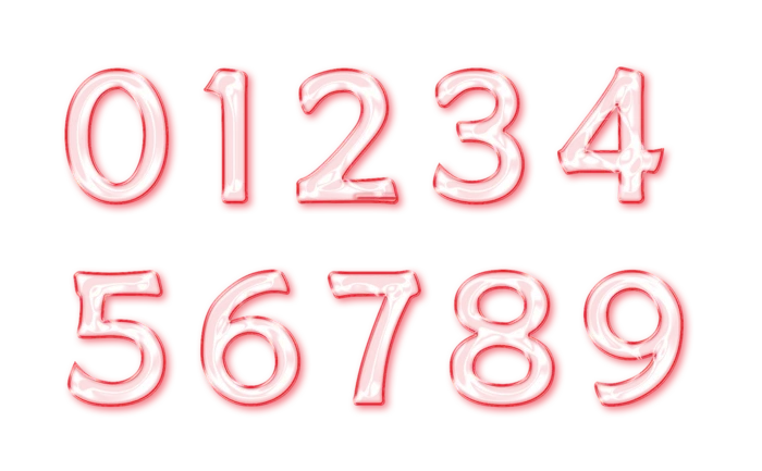 0-9数字  玻璃字  楷体