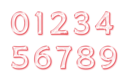 0-9数字  玻璃字  楷体