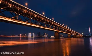 武汉长江大桥夜景风光