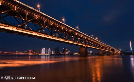 武汉长江大桥夜景风光 武汉长江大桥夜景风光