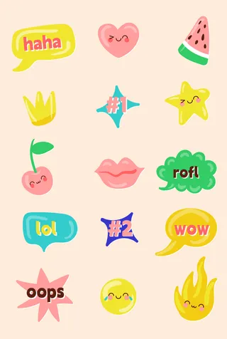 矢量趣味贴纸包