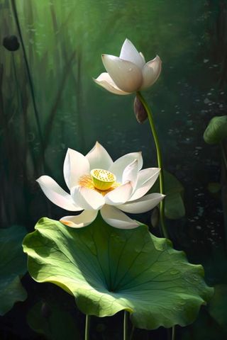 绿色简约荷花摄影背景图