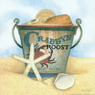 沙滩海星贝壳桶油画