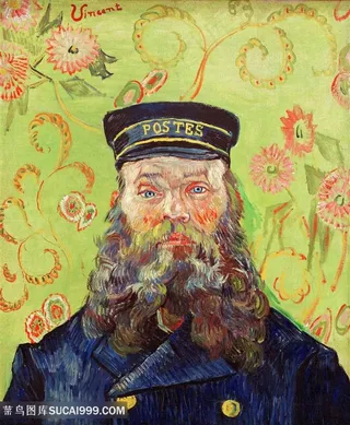 梵高戴帽子的男性人物油画图片世界名画
