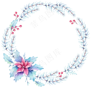 水彩插画-花环1