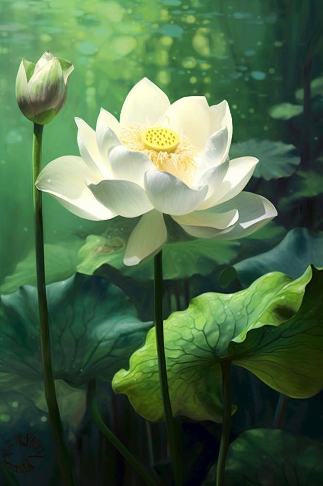 绿色简约荷花摄影背景图