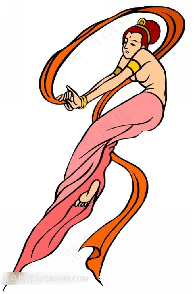 精美的飞天神话人物插画