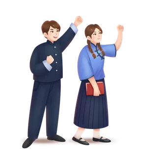 54青年节民国男女励志插画