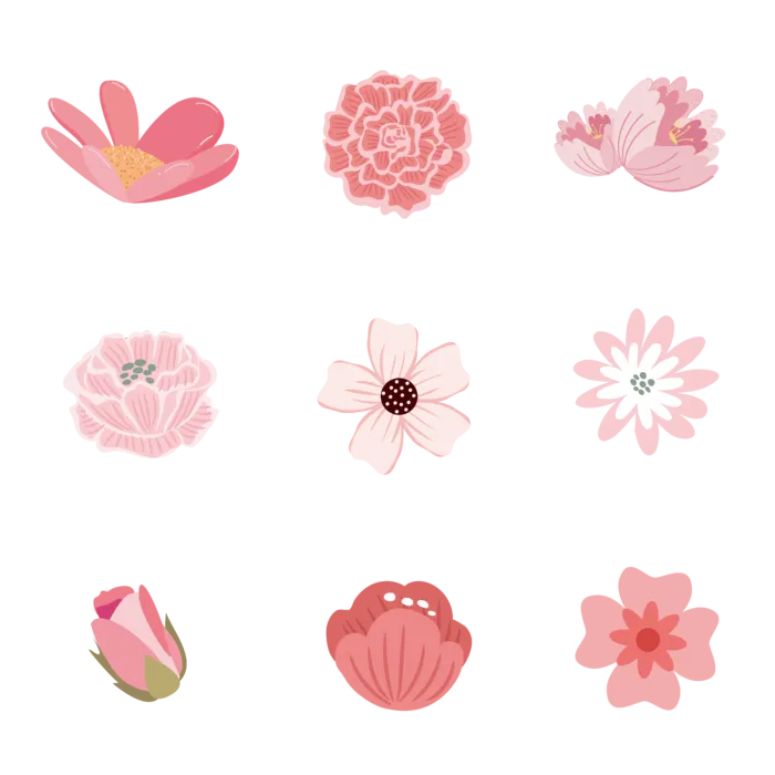 粉色春季花卉花朵元素插画