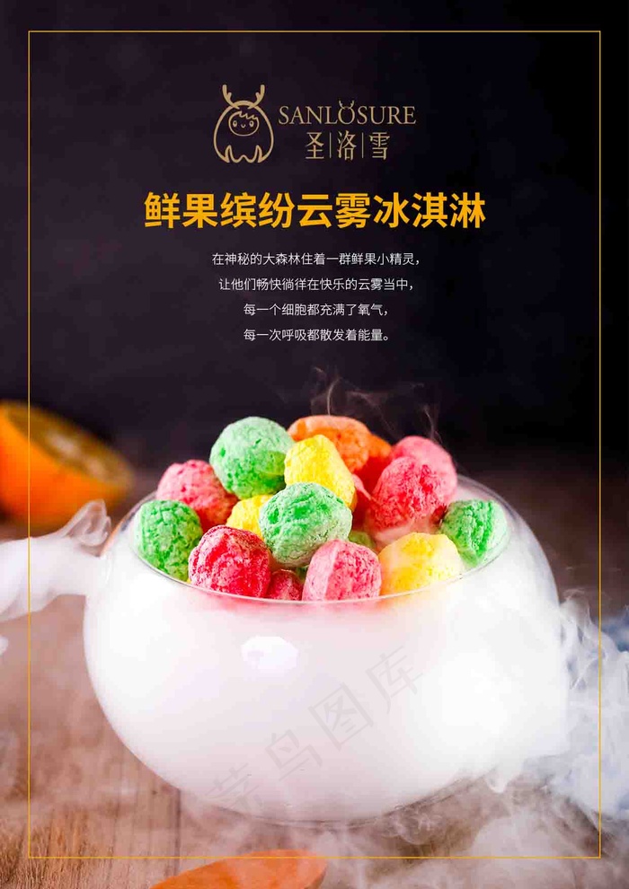 简约云雾冰淇淋海报psd模版下载