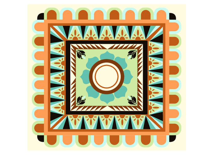 复古中式国潮风敦煌花纹装饰图案花卉藻井肌理圆形边框素材