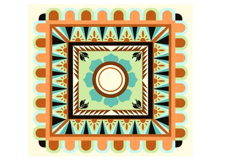 复古中式国潮风敦煌花纹装饰图案花卉藻井肌理圆形边框素材