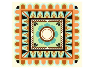 复古中式国潮风敦煌花纹装饰图案花卉藻井肌理圆形边框素材