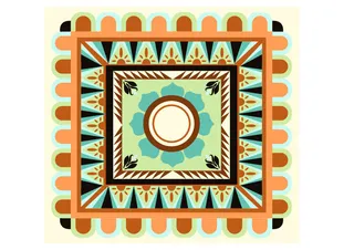 复古中式国潮风敦煌花纹装饰图案花卉藻井肌理圆形边框素材