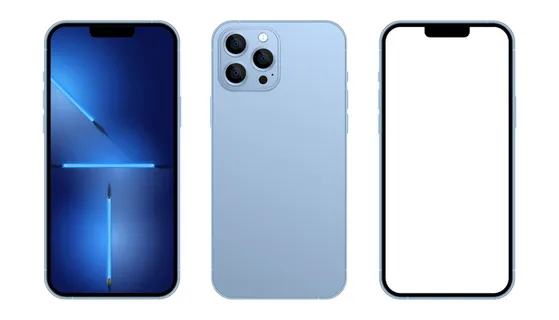 新的 iphone 13 pro 样机与空白屏幕隔离在白色背景高级矢量