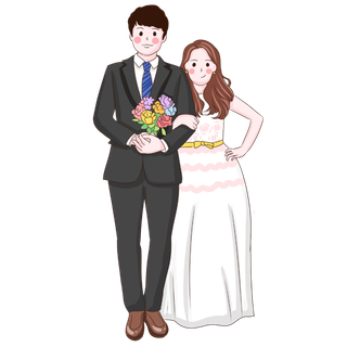 婚纱卡通人物婚礼白纱结婚婚纱摄影手绘