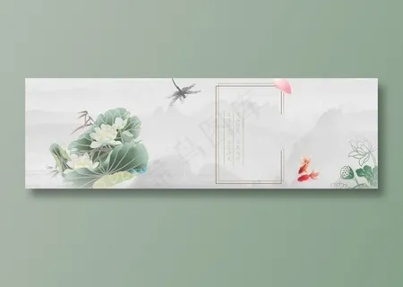 复古中国风古风国画荷叶背景素材 复古中国风古风国画荷叶背景素材