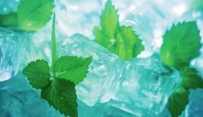 清凉夏日冰块薄荷水背景(1440x832)
