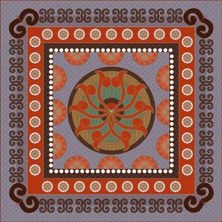 复古中式国潮风敦煌花纹装饰图案花卉藻井肌理圆形边框素材