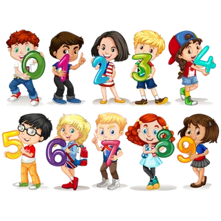 孩子拿数字卡通