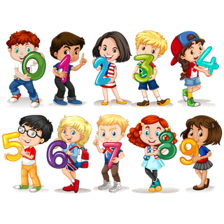 孩子拿数字卡通