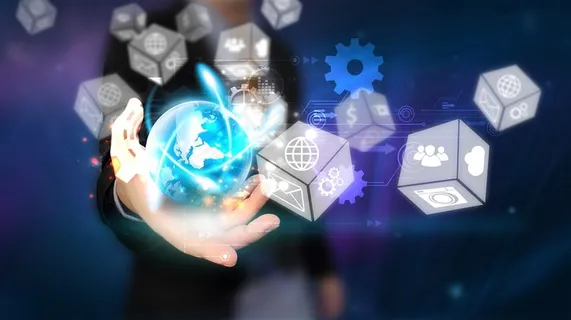 手中的蓝色地球商务banner 手中的蓝色地球商务banner